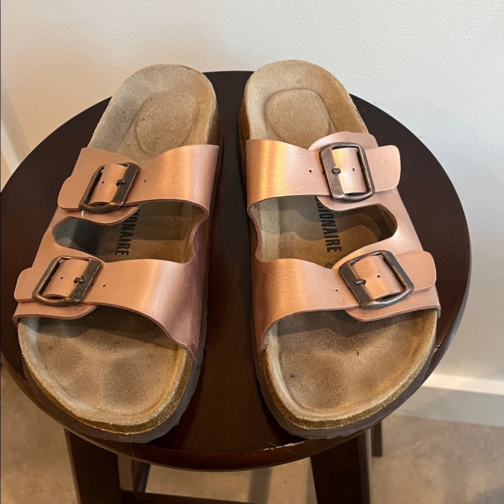 Rose Gold Double Strap Sandals